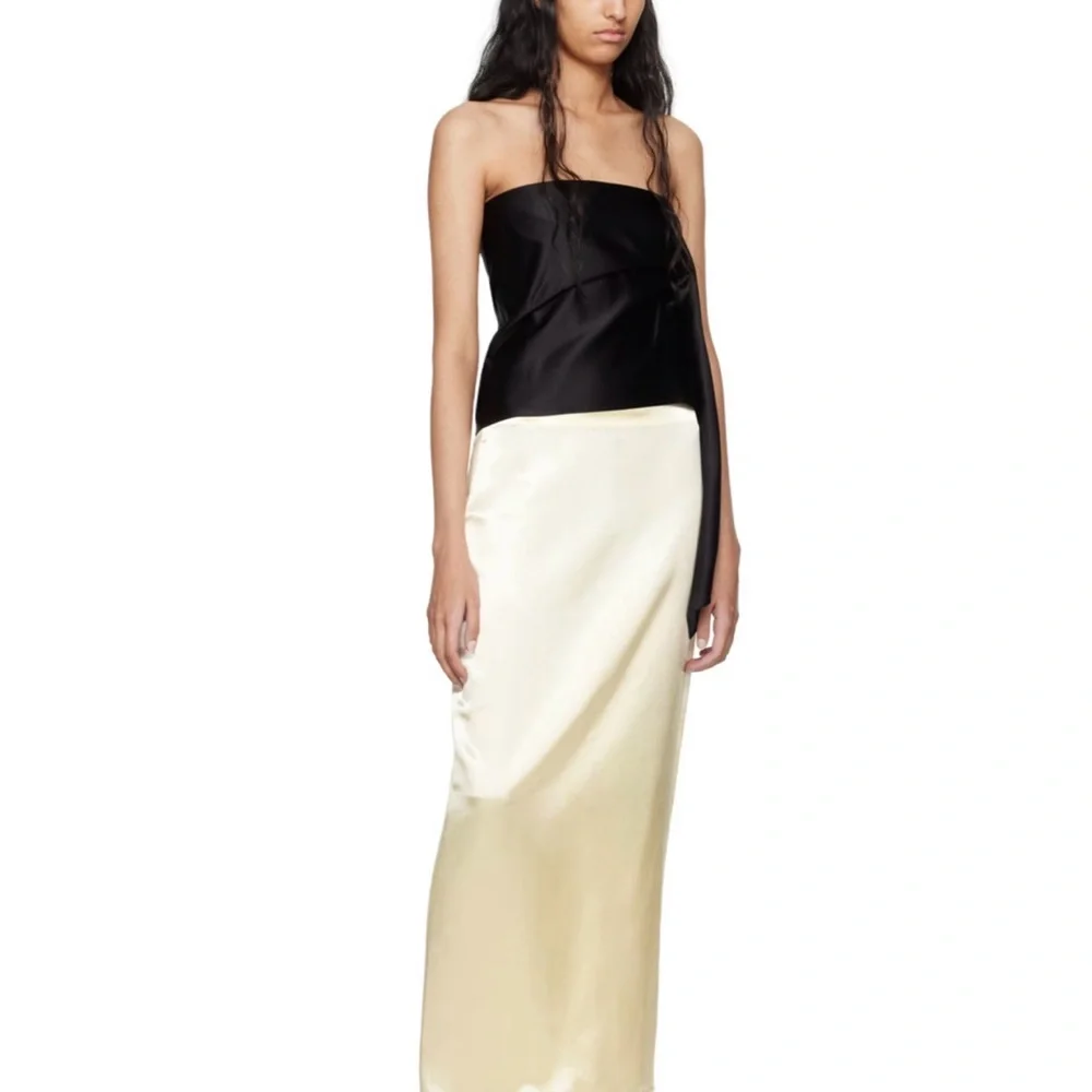 The Row Black Nana Strapless Draped Satin Top size 2 - Picture 2 of 7